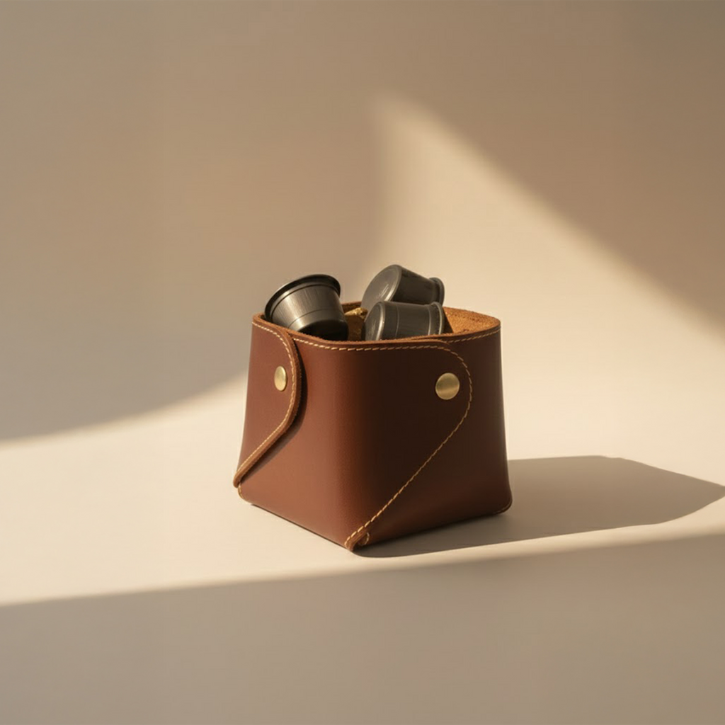 Leather coffee capsule holder cube