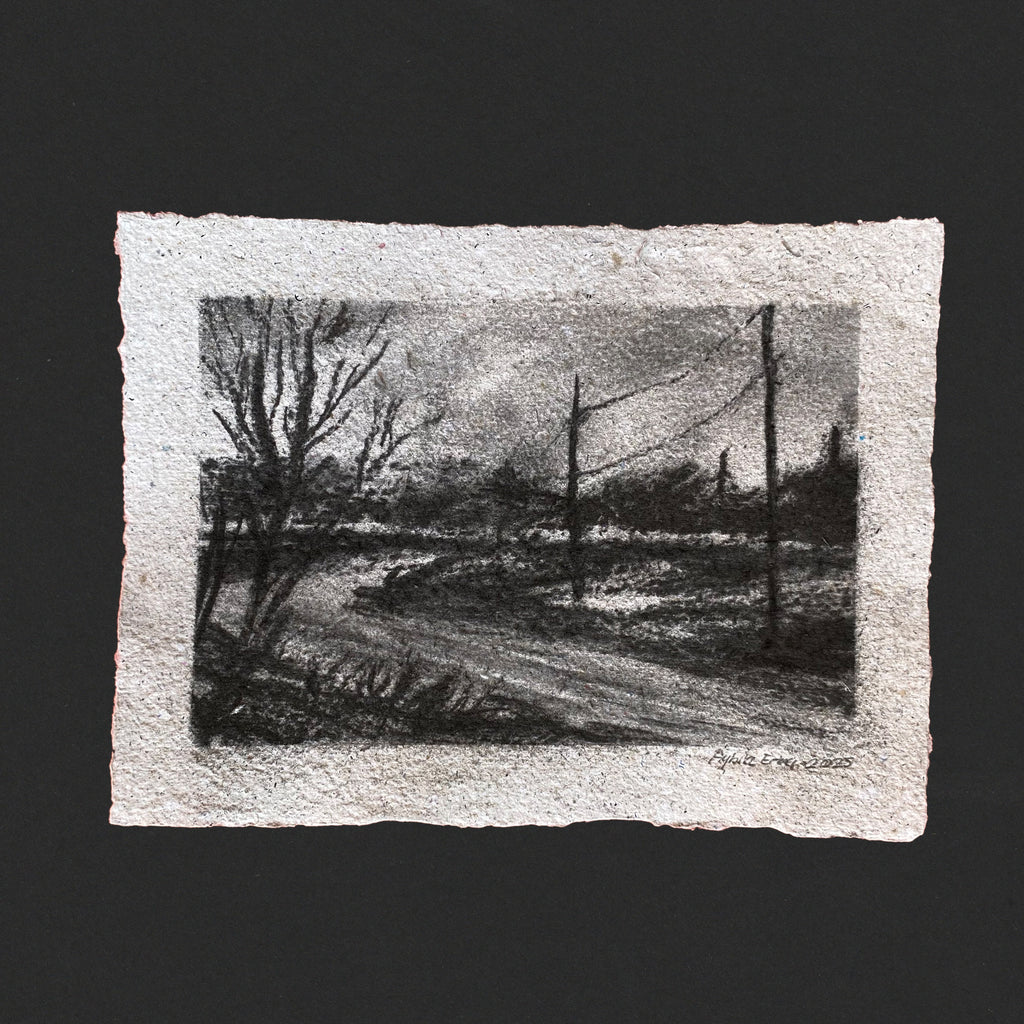 Echoes of a Path — El Yapımı Kağıt Üzerine Orijinal Kömür Çizim